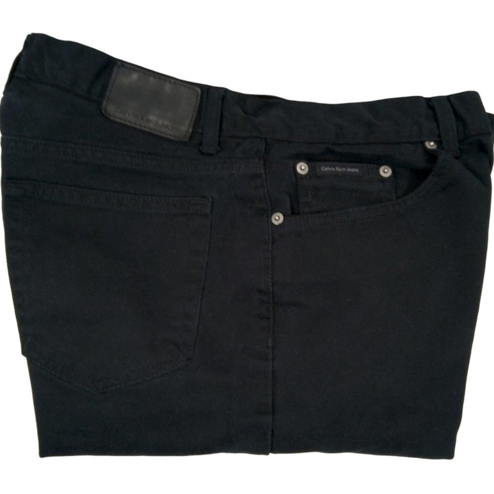Vintage Calvin Klein Easy Fit Black Leather Tag – Black Jeans Size: 34 X 30